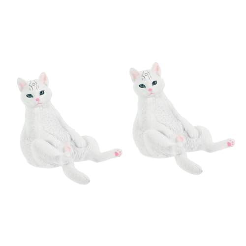 SAFIGLE 2St weißes Katzenmodell Statue Spielzeug für Mädchen Spielzeuge Kleiner Katzenschmuck entzückende Katze Kätzchenfigur Foto Dekorationen Zubehör falsche Katze Kind schmücken Plastik von SAFIGLE