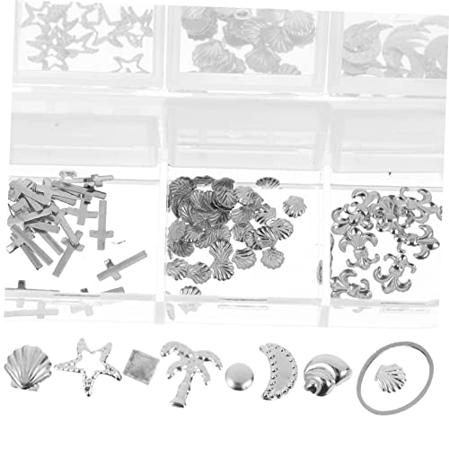 SAFIGLE 3 Box Nagelkunst Finger Patch Polieren Frau Nageldekor Bausätze Maniküre-Nagel-Charme funkeln aufkleber Nägeldekoration Nagelzubehör Ornament Legierung Silver von SAFIGLE