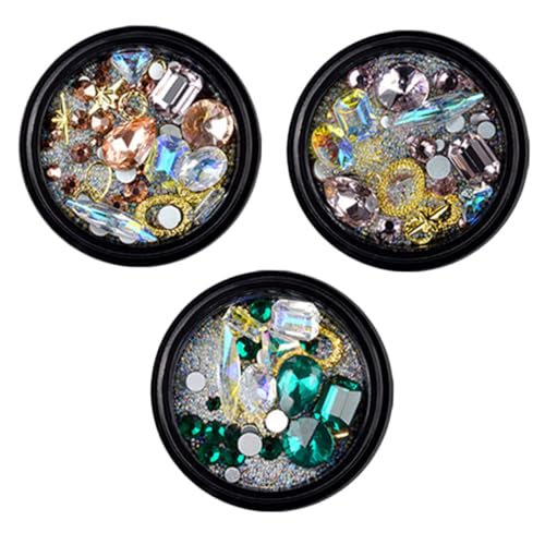SAFIGLE 3 Boxen Boxen Nagelkunst Strasssteine Dekorationsset für Maniküre mit Farben Mokkagrün Roségold Leichte Nail Charms für Nageldesign für SAFIGLE 3 Boxen Boxen Nagelkunst Strasssteine Dekorationsset für Maniküre mit Farben Mokkagrün Roségold Leichte Nail Charms für Nageldesign für von SAFIGLE