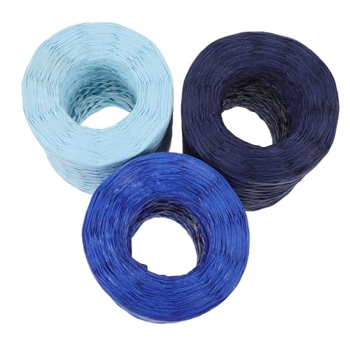 SAFIGLE 3 Rollen Bunte Raffia Papierbänder Natürliche Bast Schnur in Himmel Royal Blau Vielseitig Einsetzbar für DIY Geschenkverpackungen Floristik Dekoration und Bastelprojekte von SAFIGLE