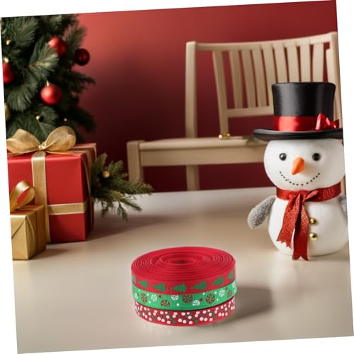 SAFIGLE 3 Rollen Weihnachtsband Yards Festlich Bedrucktes Geschenkband Grosgrain Schleifenband für Geschenkverpackung Basteln Kränze und Weihnachtsdekorationen von SAFIGLE