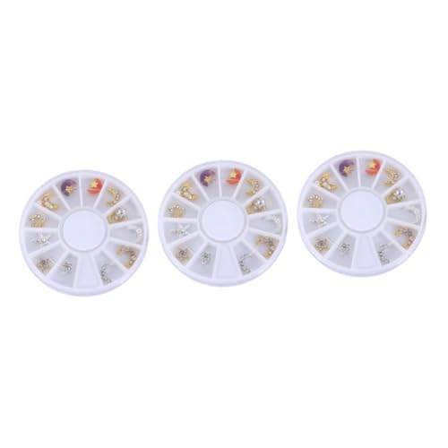 SAFIGLE 3 Sätze Nagelkunst Aufkleber Mit Kristallen Dekoration Für Nageldesign Aufbewahrungsbox Für Nail Art Und Bastelprojekte 12 Stücke * 3 von SAFIGLE
