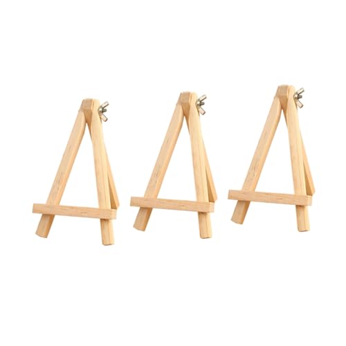 SAFIGLE 3 Stück Mini Holz Staffeleien Dreieckiger Tischständer für Fotos und Kunstwerke Stabiles Leichtes Display aus Hochwertigem Holz für Kinderzeichnungen und Kleine Gemälde von SAFIGLE
