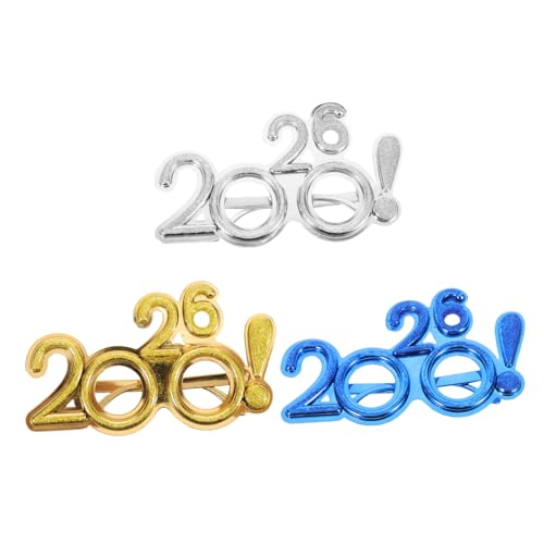 SAFIGLE 3 Stück Teiliges Silvesterbrillen aus Kunststoff mit Glitzereffekt Festliche Partybrille mit Ausrufezeichen-dekor Unisex Neujahrs-deko und Fotorequisiten für Silvesterfeier von SAFIGLE
