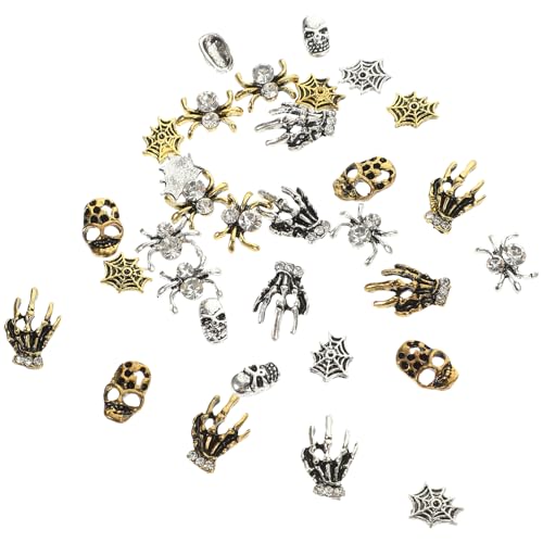 SAFIGLE 32 Stück Teiliges Nagel Charms Halloween Dekorationen Vintage Strass Schädel Spinne Nagelkunst Zubehör für Maniküre für Nagelstudios und Diy Nail Art SAFIGLE 32 Stück Teiliges Nagel Charms Halloween Dekorationen Vintage Strass Schädel Spinne Nagelkunst Zubehör für Maniküre für Nagelstudios und Diy Nail Art von SAFIGLE