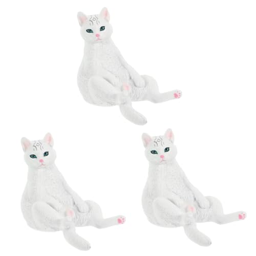 SAFIGLE 3St weißes Katzenmodell schreibtischdeko Schreibtisch deko Spielzeug für Mädchen Mädchenspielzeug kleine Katzendekoration kleine Katzenfigur Kätzchen Simulation Kat Requisiten Kind von SAFIGLE