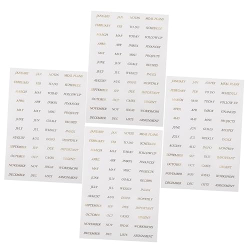 SAFIGLE 4 Blätter PVC Scrapbook Aufkleber Transparente Goldene Retro Sticker für DIY Hand Account Dekoration Langlebige Selbstklebende Etiketten im Chic Style für Tagebuch und Vintage von SAFIGLE