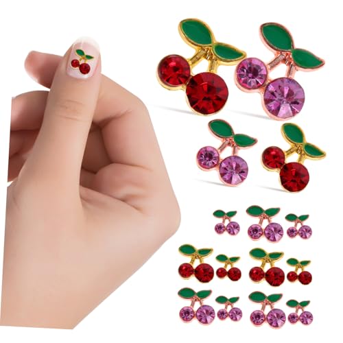 SAFIGLE 4 Sätze Kirsch Nagelcharms Für Damen Nagelkunst Mit Kleinen Strasssteinen Für Diy Nageldesigns Und Maniküren Einfach Anzuwenden Und Natürliche Sowie Künstliche Nägel 32 Stück * 4 von SAFIGLE