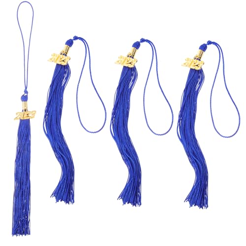 SAFIGLE 4 Stück Doktorhut Quasten Blau Abschlussanhänger Polyester Troddel für Bachelor Doktorhut Dekoration und Abschlussfeier Zubehör von SAFIGLE