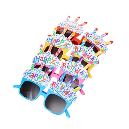 SAFIGLE 4 Stück Geburtstag auffällige Brille farbige Brille Neuartige Sonnenbrille Fiesta-Brille Gläser mit Kerzenmuster schnapsgläser Partybrille Kuchen Partybedarf Kind von SAFIGLE