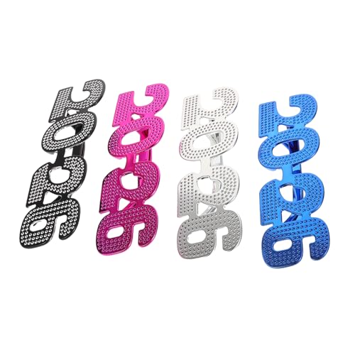 SAFIGLE 4 Stück Glitzer Sonnenbrillen Lustige Dekorationsbrille für Neujahrsfeiern Fotorequisiten und Festliche Events Accessoires für Silvesterparty von SAFIGLE