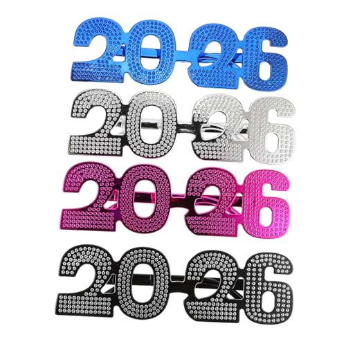 SAFIGLE 4 Stück Glitzernde Neujahrsbrillen Lustige Partyaccessoires für Silvester Wiederverwendbare Dekorationen für für Feiern und SAFIGLE 4 Stück Glitzernde Neujahrsbrillen Lustige Partyaccessoires für Silvester Wiederverwendbare Dekorationen für für Feiern und von SAFIGLE
