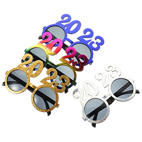 SAFIGLE 4 Stück Partybrille Teiliges mit Lustigen Dekorationen für Neujahrsfeiern Multifunktionale Kostümbrille für Festliche Anlässe von SAFIGLE