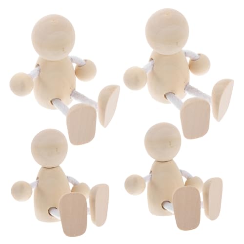 SAFIGLE 4 Stück Teiliges Kleine Holzfiguren zum Bemalen Nachhaltige DIY Holzpuppen mit Glatter Oberfläche Leichte Dekoration für Teenager spielzimmer und Bastelprojekte von SAFIGLE