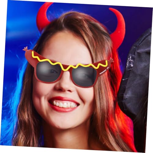 SAFIGLE 4 Stück Teiliges Lustige Hot Dog Brille aus Leichtem Material Auffällige Partybrille mit Witzigem Hot Dog Design für Fasching Silvester Geburtstag und Festliche Anlässe von SAFIGLE