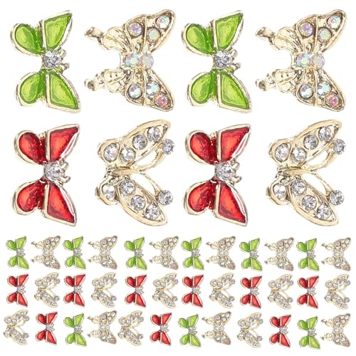SAFIGLE 40 Stück Nagelcharms Schmetterlings Nageldekorationen Maniküre Zubehör Edle Nail Art Schmucksteine für Nagelgestaltungen und Maniküre Salons von SAFIGLE
