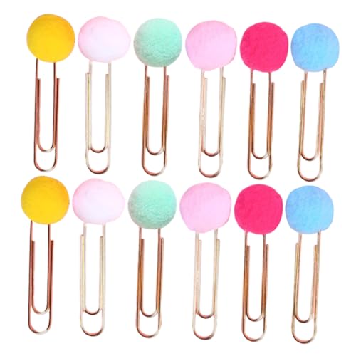 SAFIGLE 40 Stück Teiliges Bunte Pompon Büroklammern aus Metall Stabile Lesezeichen für Mädchen Vielseitige Dokumenten Planer clips Starke Haftung Farbenfrohe Papierklammern für Schule und von SAFIGLE