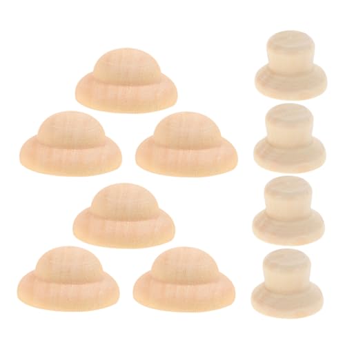 SAFIGLE 40 Stück Teiliges DIY Rohholz Puppenhüte zum Bemalen Naturbelassene Holzfiguren hüte für Kinderhandwerk Kreative Bastelidee für Mädchen und Jungen Zubehör für Holzpüppchen von SAFIGLE
