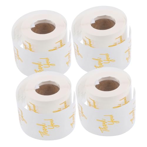 SAFIGLE 4Rollen Selbstklebende Rundetiketten mit Golddetails für Hochzeiten und Geschäftsverpackungen Große Verpackungssticker von SAFIGLE