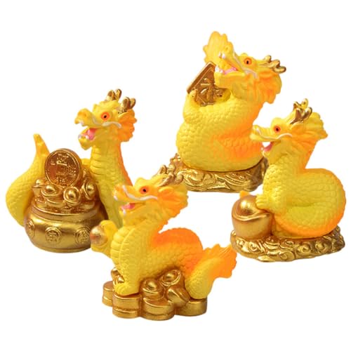 SAFIGLE 4Stücke Mini Drache Figuren Resin Chinesisches Neujahr Drachen Dekoration Vivid Cartoon Drachen für Tisch Garten-deko Zodiac Drache für Glück und SAFIGLE 4Stücke Mini Drache Figuren Resin Chinesisches Neujahr Drachen Dekoration Vivid Cartoon Drachen für Tisch Garten-deko Zodiac Drache für Glück und von SAFIGLE