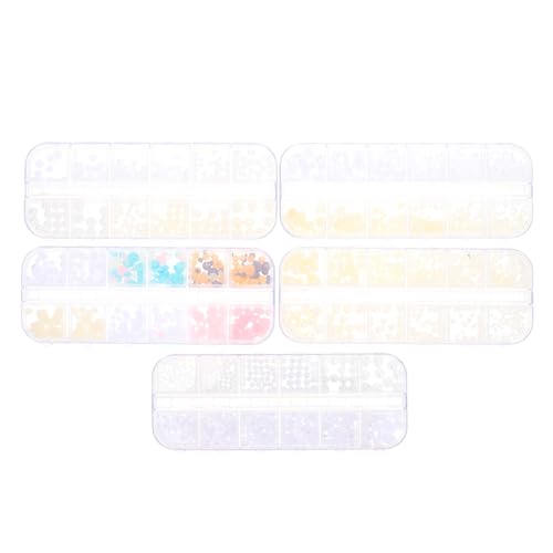 SAFIGLE 5 Boxen Perlen Nagel Charms für Nail Art Diy Hochwertige Maniküre Dekoration Gemischte Designs für Kreative Nagelgestaltungen Leicht und Tragbar für Nagelkunstliebhaber von SAFIGLE