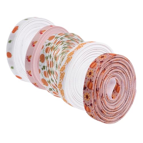 SAFIGLE 5 Rollen Thanksgiving Geschenkband Polyester Herbst Kürbis Ahornblatt Schleifenband für DIY Basteln Verpackung Dekorationen Faderesistent Vielseitig Einsetzbar Herbstliches Design SAFIGLE 5 Rollen Thanksgiving Geschenkband Polyester Herbst Kürbis Ahornblatt Schleifenband für DIY Basteln Verpackung Dekorationen Faderesistent Vielseitig Einsetzbar Herbstliches Design von SAFIGLE