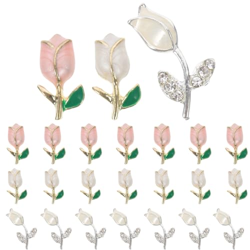 SAFIGLE 5 Sätze Tulpen Metall Dekorationen Für Diy Nagelkunst Nail Art Zubehör Für Vielseitig Einsetzbar Für Maniküre Und Kreative Designs 24 Stück * 5 von SAFIGLE