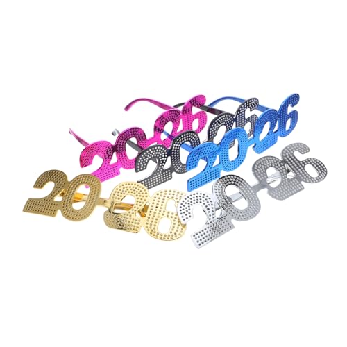 SAFIGLE 5 Stück Glitzernde Zahlenbrille für Abschlussfeiern und Partys Fotorequisiten für Silvester und Festliche Anlässe von SAFIGLE