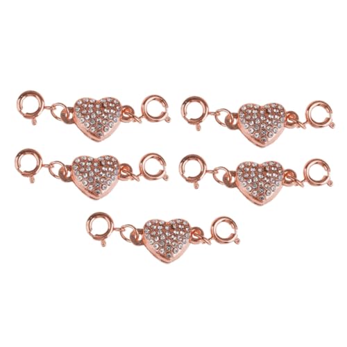 SAFIGLE 5 Stück Teiliges DIY Schmuck Magnetverschluss Set Herzförmige Rostfreie Schmuckverbindung für Halsketten Armbänder Langlebige Magnetschließe in Roségold für Schmuckbastelset von SAFIGLE