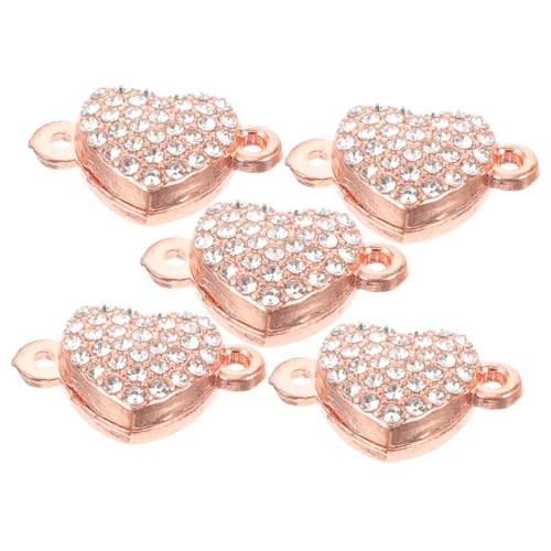 SAFIGLE 5 Stück Teiliges Herz magnetverschluss Armbandverschlüsse aus Metall Schmuckverbinder für DIY Armbänder und Halsketten Rosengoldfarbene Herz designs Einfache Montage Geeignet für von SAFIGLE