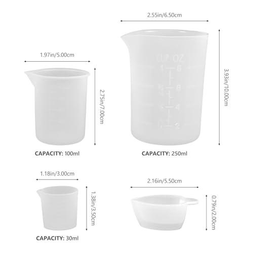 SAFIGLE 5 Stück Teiliges Silikon messbecher set für Epoxidharz DIY Bpa frei Ergonomisch Leicht zu Reinigen zum Mischen und Abmessen von Flüssigkeiten für Küche und Wiederverwendbar von SAFIGLE