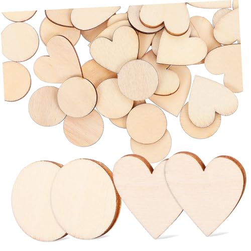 SAFIGLE 50 Stck Teiliges Naturbelassene Holzscheiben in Runden und Herzförmigen Formen DIY Bastelzubehör für Gravur Malerei und Dekoration Kleine Flache Holzstücke für Kreative SAFIGLE 50 Stck Teiliges Naturbelassene Holzscheiben in Runden und Herzförmigen Formen DIY Bastelzubehör für Gravur Malerei und Dekoration Kleine Flache Holzstücke für Kreative von SAFIGLE