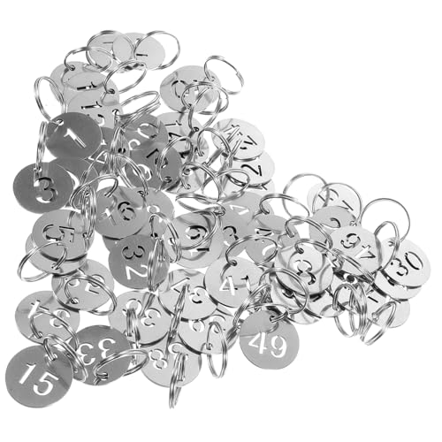 SAFIGLE 50 Stück Edelstahl Nummernschild Schlüssel Identifikatoren Id Etikett Tags Schlüsselanhänger Mit Tags Hotel Schlüsselanhänger Schlüsselanhänger Metall Tags von SAFIGLE