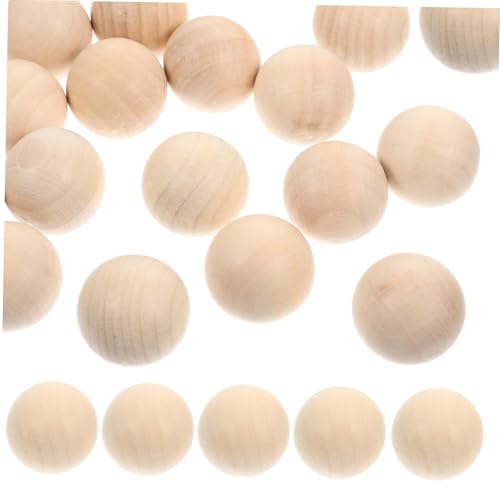 SAFIGLE 50 Stück Runde Unlackierte Holzperlen ohne Bohrung Holz Kugeln zum Basteln DIY Dekoration Natürliches Rohholz Zubehör für Schmuckherstellung und Handwerk von SAFIGLE