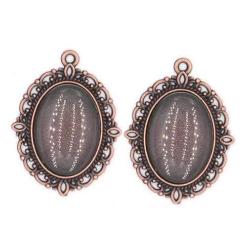 SAFIGLE 50 Stück Teiliges Vintage Ovaler Anhänger Tabletts aus Legierung mit Glas Cabochons für DIY Schmuckherstellung Ovaler Kettenanhänger für Schmucksteine und Individuelle Anhänger von SAFIGLE