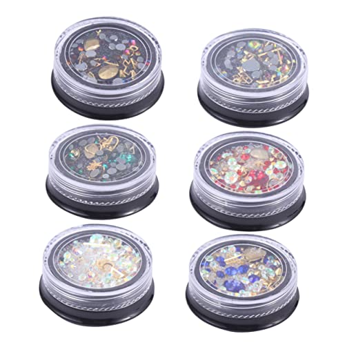 SAFIGLE 6 Boxen Nagelperlen und Strasssteine Verschiedene und Farben für Diy Nageldesigns für Natürliche und Künstliche Nägel für Nail Art und Dekorationen von SAFIGLE