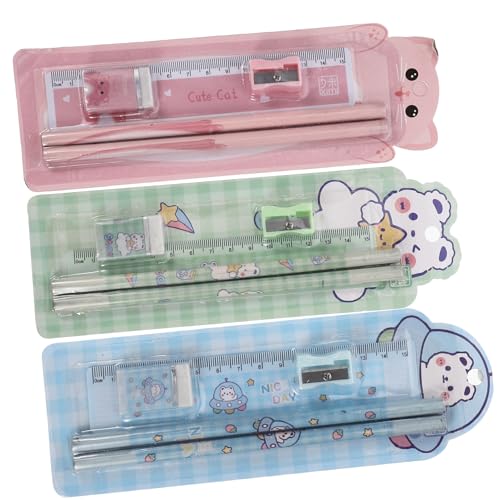 SAFIGLE 6 Sätze Schulbedarf mit Manuellen Radiergummis Bleistiftanspitzern und Lineal für Praktische Stifte und Zubehör für Schule und Zuhause SAFIGLE 6 Sätze Schulbedarf mit Manuellen Radiergummis Bleistiftanspitzern und Lineal für Praktische Stifte und Zubehör für Schule und Zuhause von SAFIGLE