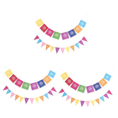 SAFIGLE 6 Sätze mexiko flagge ziehen Mexikaner Fiesta-Dekorationen hochzeitsdeko Ornament Pinata-Party-Flagge zum Aufhängen mexikanische Pinata-Party-Pull-Flagge Sommer Kranz von SAFIGLE