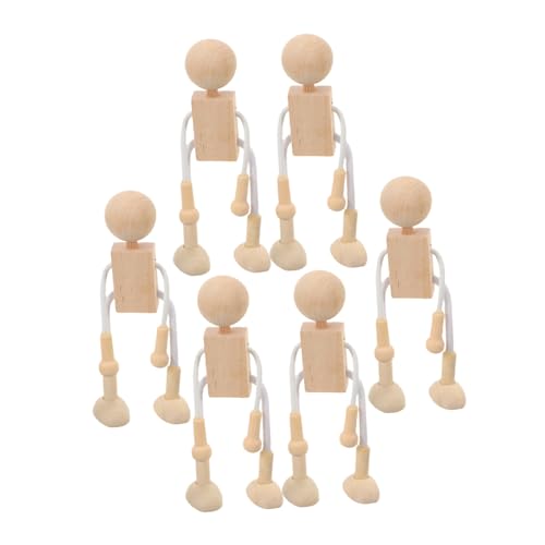 SAFIGLE 6 Stück Teiliges Holzfiguren Bemalen Kleine Unbemalte Holzpuppen für DIY Bastelprojekte Kindersicheres Holzspielzeug Kreativität und Feinmotorischen Fähigkeiten von SAFIGLE