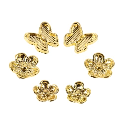 SAFIGLE 6 Stück Teiliges Nagel mit Eleganten Legierungs Schmetterling und Blumenmotiven Leicht und Vielseitig für Professionelle Maniküre DIY Nail Art und Festliche Anlässe Symbol für von SAFIGLE