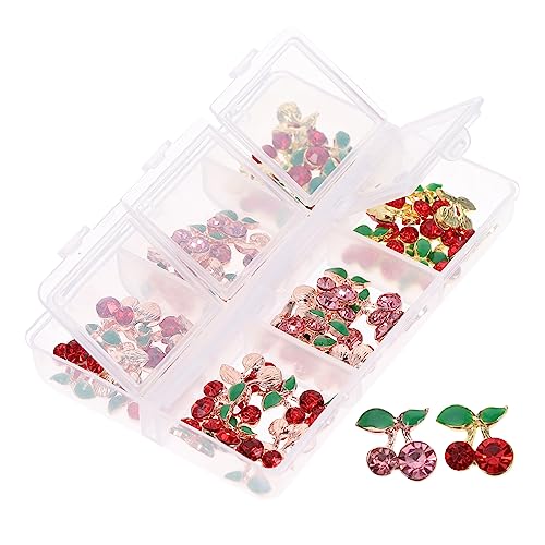 SAFIGLE 60 Stück Nailart-Accessoires mit Strasssteinen Nagelbolzen formen Braut- Reiz Anhänger für Nägel Trendy Kirschnagel-Charm nagel strass edelsteine Kristalle für Nägel Legierung von SAFIGLE