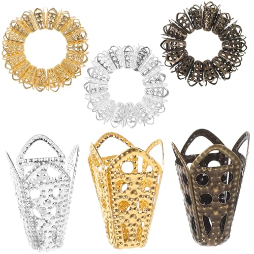 SAFIGLE 60 Stück Teiliges Blüten Perlenkappen aus Metall für Schmuckherstellung Filigrane DIY Schmuckzubehör für Armbänder Ohrringe Halsketten Langlebig und Dekorativ Vintage Stil von SAFIGLE