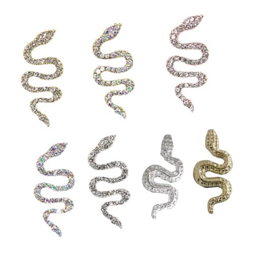 SAFIGLE 7 Stück Teiliges Snake Nail Charms Nagelornamente für Kreative Nagelkunst Glänzende und Auffällige Maniküre Zubehör für und Partys von SAFIGLE