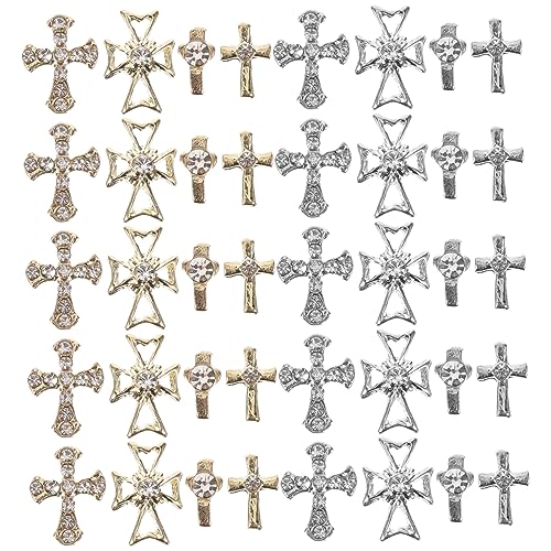 SAFIGLE 80 Stück Legierungsknotenschmuck Nagelschmuck Und Charms Nagelstein Nagelkreuz Gold Nagel Edelsteine Nagel Charms Kreuz Nagel Kreuz Charms Nägel Charme Nagel Charme Strasssteine von SAFIGLE