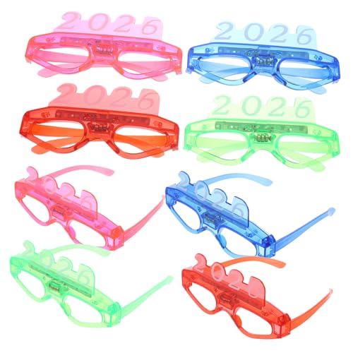 SAFIGLE 8stücke Led-leuchtbrille Mit Leuchtenden Zahlen Blinkende Partybrillen Partyzubehör Für Silvester Geburtstage Konzerte Lichtmodi Wiederverwendbar Aus Pc-kunststoff von SAFIGLE