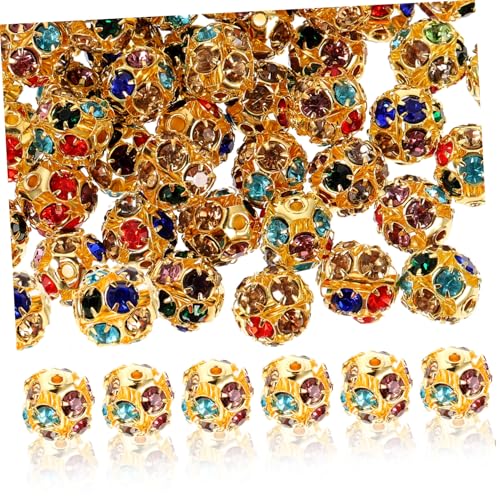 SAFIGLE 90 Stück Strass Perlen zum Auffädeln DIY Schmuck Spacer Beads mit Funkelnden Kristallen für Armbänder Halsketten und Bastelarbeiten À Glänzende Goldene Farbe SAFIGLE 90 Stück Strass Perlen zum Auffädeln DIY Schmuck Spacer Beads mit Funkelnden Kristallen für Armbänder Halsketten und Bastelarbeiten À Glänzende Goldene Farbe von SAFIGLE