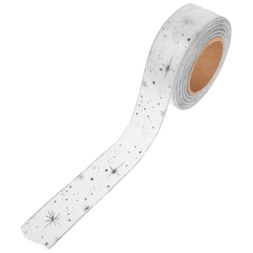 SAFIGLE Breites Luxuriöses Chiffonband mit Silbernem Folien design Stilvolles Dekoband für Geschenkverpackungen Blumensträuße Hochzeiten und DIY bastelprojekte von SAFIGLE
