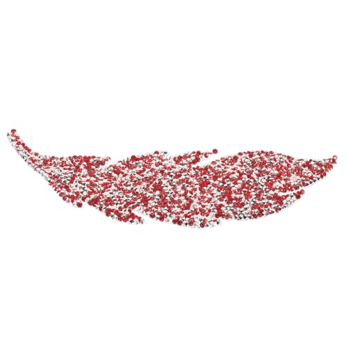 SAFIGLE Bügelapplikation Strass Blattförmig DIY Applikation für Kleidung Stirnband Dekoration Silberner Klebeflicken mit Rotem Bling Robustes Hautfreundliches Material für Vielseitige von SAFIGLE