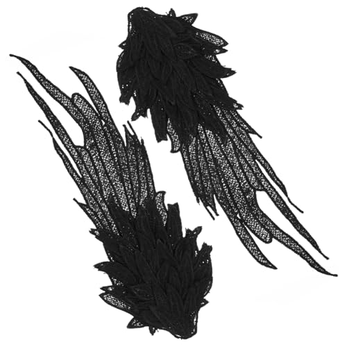 SAFIGLE Dekorative Spitzen applikation Engelsflügel Bestickte DIY Kleidung Flicken Mehrlagige Schwarze Spitzenverzierung zum Aufnähen für Reparatur und Modegestaltung von SAFIGLE