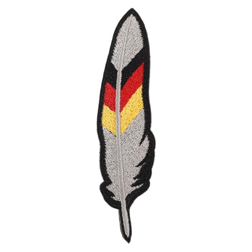 SAFIGLE Deutschland Flagge Gestickter Dekorativer Plume Abzeichen Patch Kunstvoller Feder design Aufnäher für Kleidung DIY bekleidungszubehör Vielseitig zum Verstärken und Verzieren von SAFIGLE